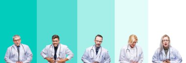 Kolaj grup stetoskop renkli üzerinde giyen Doktor insan izole mide üzerinde el ile arka plan çünkü hazımsızlık, ağrılı hastalık hasta hissediyor. Ağrısı kavramı.