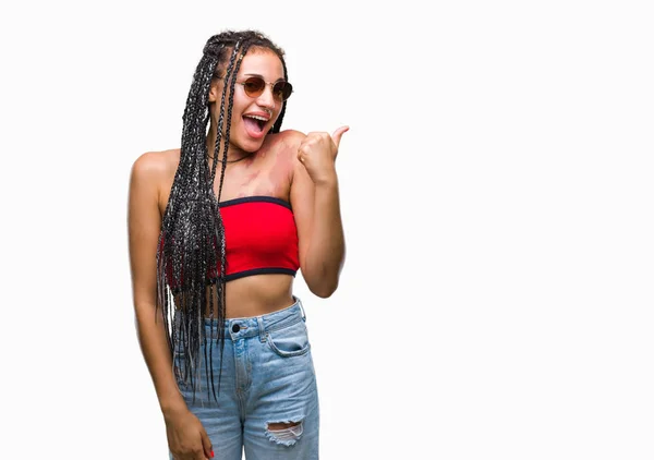 Young Braided Hair African American Birth Mark Wearing Sunglasses Isolated — Stock Photo, Image