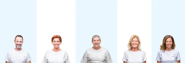 Kolaj Grup Orta Yaş Üst Düzey Insanların Yüzünde Mutlu Güzel — Stok fotoğraf