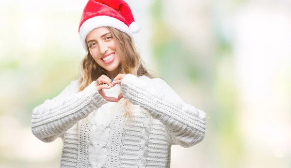 Schöne Junge Blonde Frau Mit Weihnachtsmütze Über Isoliertem Hintergrund Die — Stockfoto