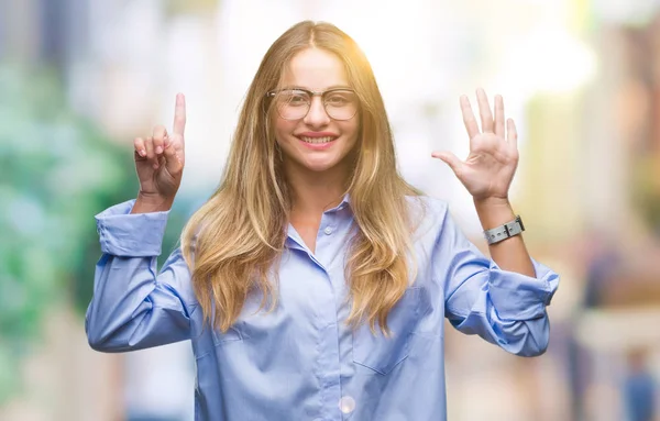 Giovane Bella Donna Affari Bionda Che Indossa Occhiali Sfondo Isolato — Foto Stock