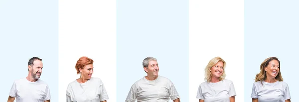 Kolaj Grup Orta Yaş Üzerinde Beyaz Shirt Giyen Üst Düzey — Stok fotoğraf