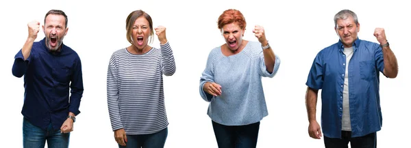 Collage Grupo Personas Elegantes Mediana Edad Personas Mayores Sobre Fondo — Foto de Stock