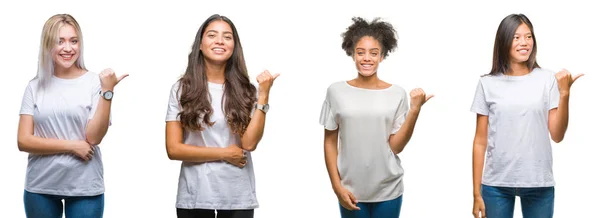 Collage Grupo Chino Árabe Mujer Afroamericana Sobre Fondo Aislado Sonriendo —  Fotos de Stock