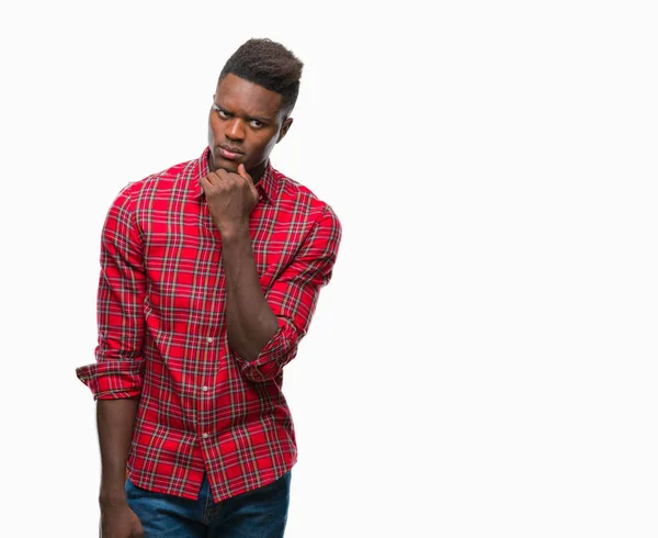 Afrikalı Amerikalı Genç Çene Düşünme Hakkında Soru Dalgın Ifade Üzerine — Stok fotoğraf