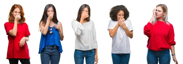 Collage Einer Gruppe Schöner Chinesischer Asiatischer Afrikanisch Amerikanischer Kaukasischer Frauen — Stockfoto