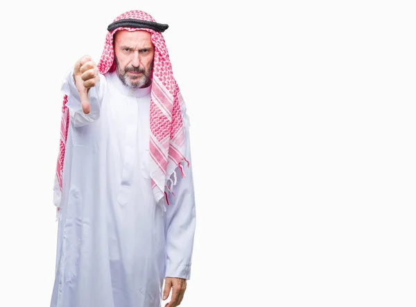 Magas Rangú Arab Ember Keffiyeh Látszó Boldogtalan Dühös Mutatja Elutasítása — Stock Fotó