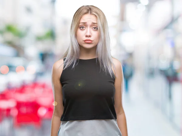 Junge Blonde Frau Mit Isoliertem Hintergrund Deprimiert Und Besorgt Über — Stockfoto