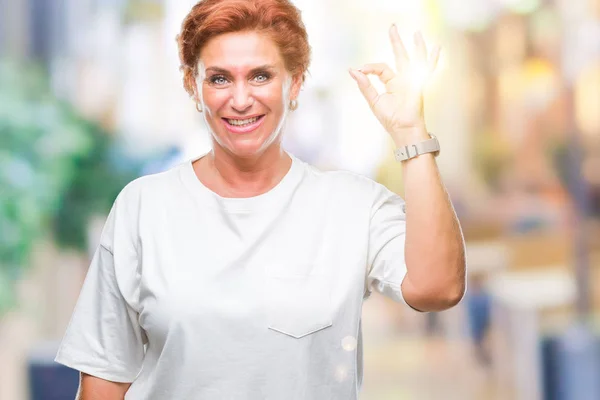 Atrractive Senior Caucasian Redhead Woman Isolated Background Smiling Positive Doing — Stock Photo, Image