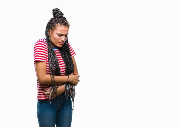 Jeune Fille Afro Américaine Cheveux Tressés Sur Fond Isolé Avec — Photo