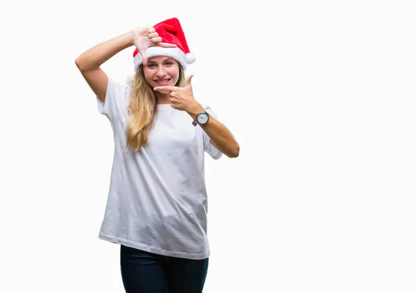 Giovane Bella Donna Bionda Che Indossa Cappello Natale Sfondo Isolato — Foto Stock