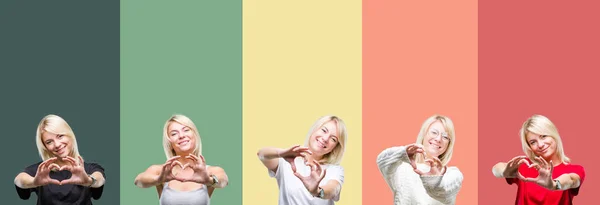 Collage Van Mooie Blonde Vrouw Vintage Geïsoleerde Achtergrond Glimlachend Liefde — Stockfoto
