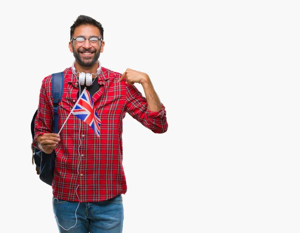 Pro Dospělé Hispánský Studentů Muž Který Držel Pas Spojeného Království — Stock fotografie