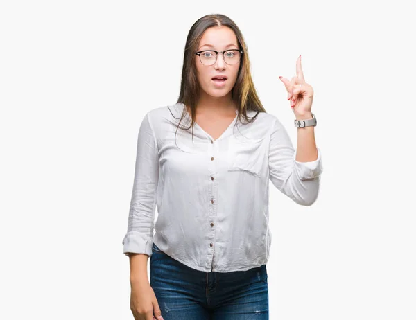 Mujer Negocios Hermosa Caucásica Joven Con Gafas Sobre Fondo Aislado —  Fotos de Stock