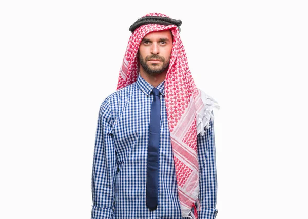 Jeune Homme Affaires Arabe Beau Portant Keffiyeh Sur Fond Isolé — Photo