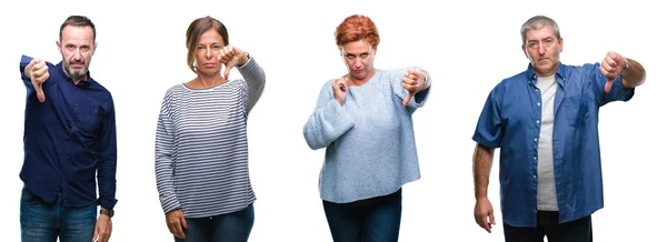 Collage Van Fractie Van Elegante Middelbare Leeftijd Senior Mensen Geïsoleerde — Stockfoto