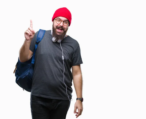 Hipster 성공적인 아이디어와 손가락 가리키는 모자와 — 스톡 사진