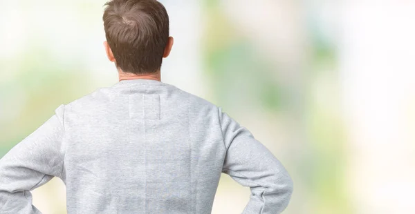 Bonito Homem Meia Idade Sênior Vestindo Uma Camisola Sobre Fundo — Fotografia de Stock