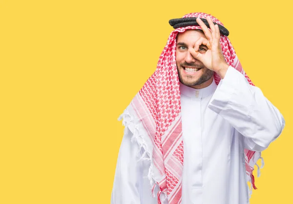 Young Handsome Man Wearing Keffiyeh Isolated Background Doing Gesture Hand — Stock Photo, Image