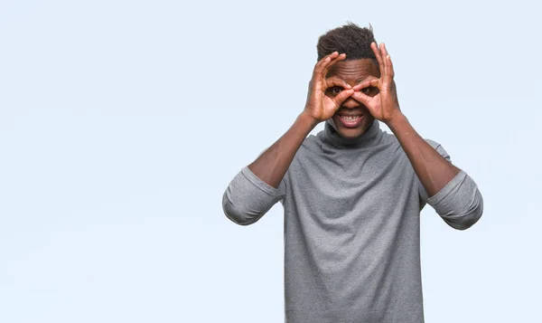 Junger Afrikanisch Amerikanischer Mann Mit Isoliertem Hintergrund Der Eine Geste — Stockfoto