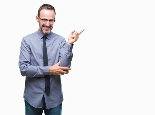 Hombre Negocios Senior Mediana Edad Con Gafas Sobre Fondo Aislado —  Fotos de Stock