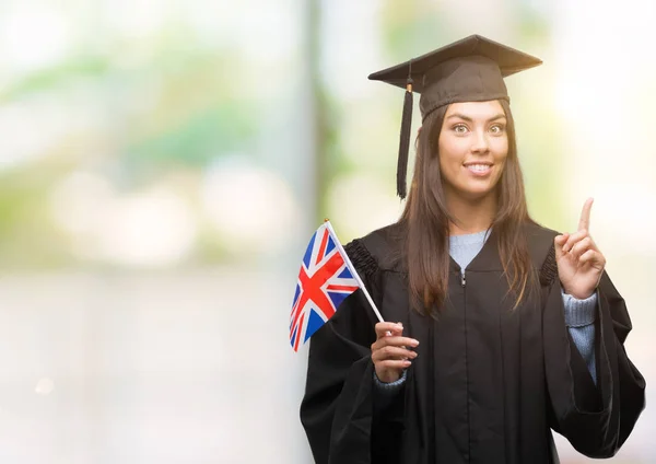 Fiatal Spanyol Visel Diplomát Egységes Gazdaság Zászlaja Egyesült Királyság Meglepett — Stock Fotó
