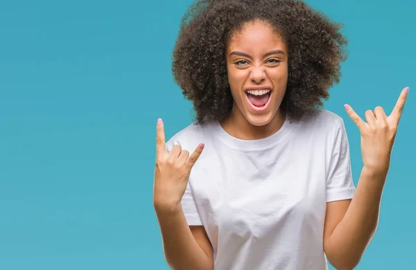 Giovane Donna Afro Americana Sfondo Isolato Gridando Con Espressione Pazza — Foto Stock