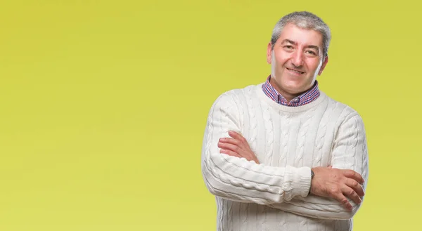 Handsome Senior Man Wearing Winter Sweater Isolated Background Happy Face — Stock Photo, Image