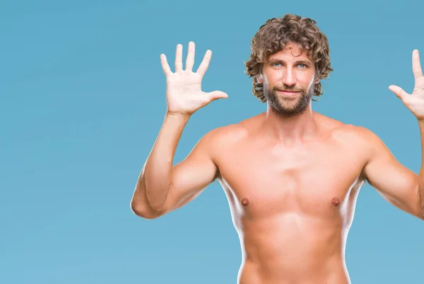 Gut Aussehende Hispanische Modell Mann Sexy Und Ohne Hemd Über — Stockfoto