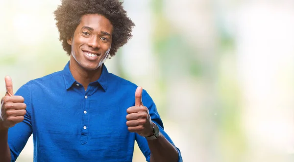 Afro Amerikansk Man Över Isolerade Bakgrund Framgång Tecken Gör Positiv — Stockfoto