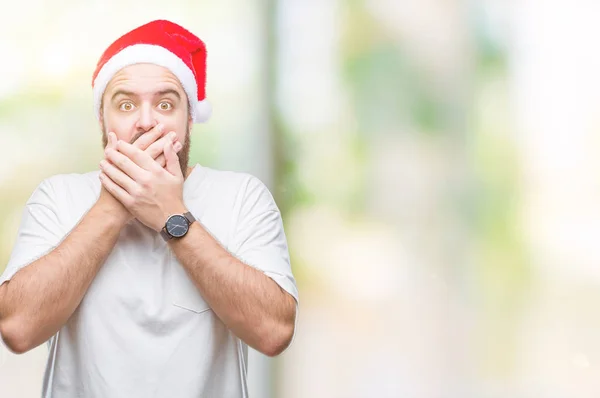 Joven Hombre Hipster Caucásico Con Sombrero Navidad Sobre Fondo Aislado —  Fotos de Stock