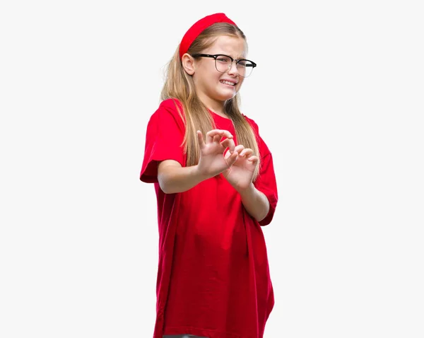 Joven Chica Hermosa Con Gafas Sobre Fondo Aislado Expresión Disgustada — Foto de Stock