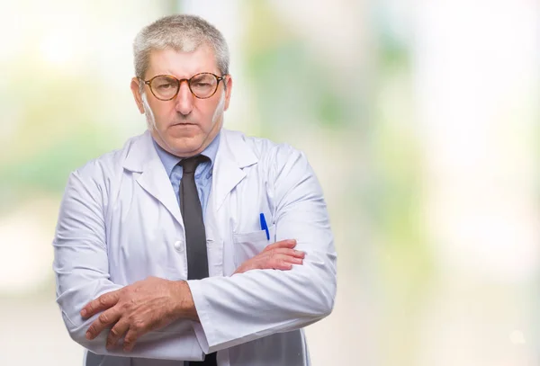 Stilig Senior Doktor Forskare Professionell Man Klädd Vit Rock Över — Stockfoto