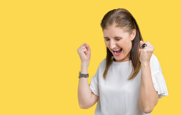 Edad Media Madura Hermosa Mujer Sobre Fondo Aislado Muy Feliz — Foto de Stock