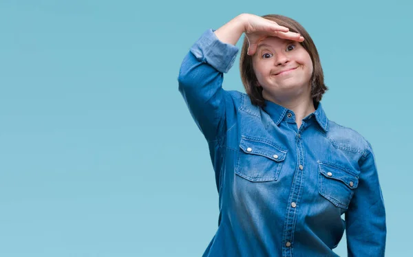 Jonge Volwassen Vrouw Met Het Syndroom Van Geïsoleerde Achtergrond Erg — Stockfoto