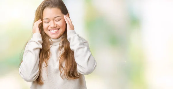 Junge Schöne Brünette Frau Die Rollkragenpullover Über Isoliertem Hintergrund Trägt — Stockfoto