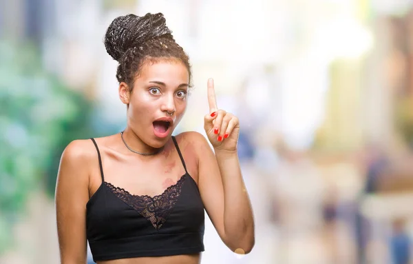 Cabello Trenzado Joven Afroamericano Con Mancha Pigmentación Marca Nacimiento Sobre — Foto de Stock