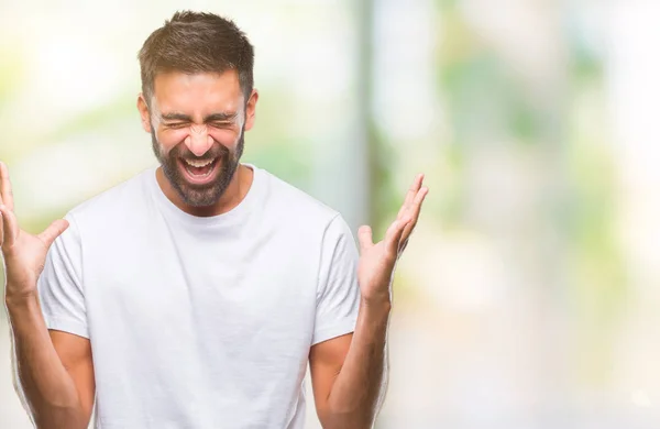 Hombre Hispano Adulto Sobre Fondo Aislado Celebrando Loco Loco Por — Foto de Stock