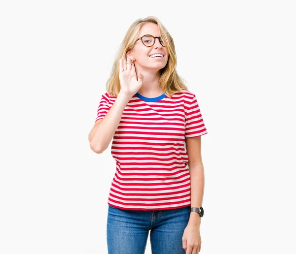Beautiful Young Woman Wearing Glasses Isolated Background Smiling Positive Doing — Stock Photo, Image