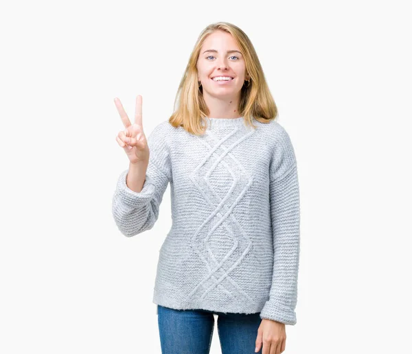 Hermosa Mujer Joven Con Gafas Sobre Fondo Aislado Sonriendo Positiva —  Fotos de Stock