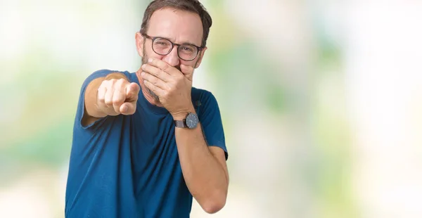 Bello Mezza Età Hoary Anziano Uomo Indossa Occhiali Sfondo Isolato — Foto Stock