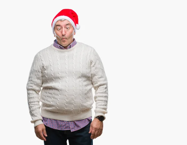 Bell Uomo Anziano Che Indossa Cappello Natale Sfondo Isolato Rendendo — Foto Stock