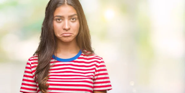 Ung Vacker Arabisk Kvinna Över Isolerade Bakgrund Deprimerad Och Orolig — Stockfoto