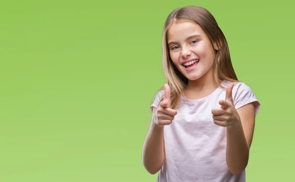 Young Beautiful Girl Isolated Background Pointing Fingers Camera Happy Funny — Stock Photo, Image