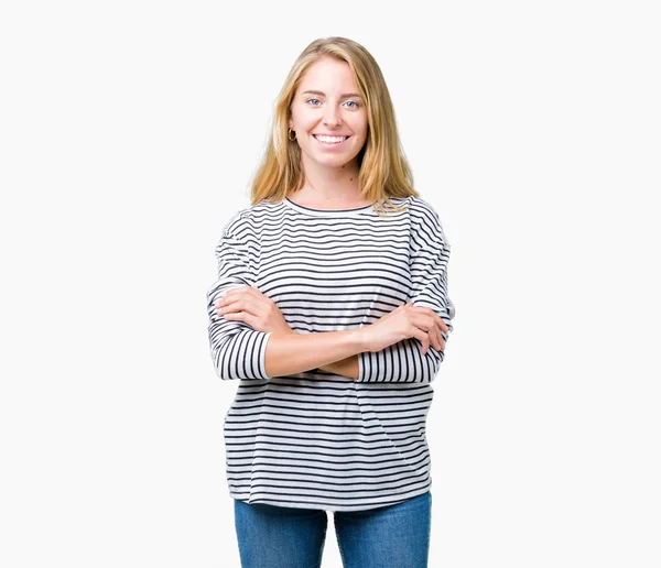 Hermosa Mujer Joven Con Gafas Sobre Fondo Aislado Sonriendo Positiva —  Fotos de Stock