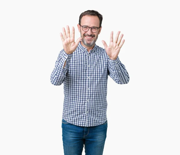 Handsome Middle Age Elegant Senior Business Man Wearing Glasses Isolated — Stock Photo, Image