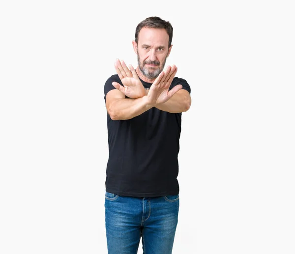 Handsome Middle Age Hoary Senior Man Isolated Background Rejection Expression — Stock Photo, Image