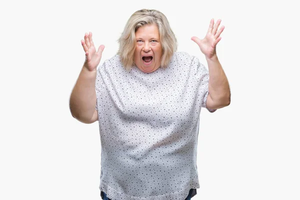 Senior Size Caucasian Woman Isolated Background Celebrating Crazy Amazed Success — Stock Photo, Image