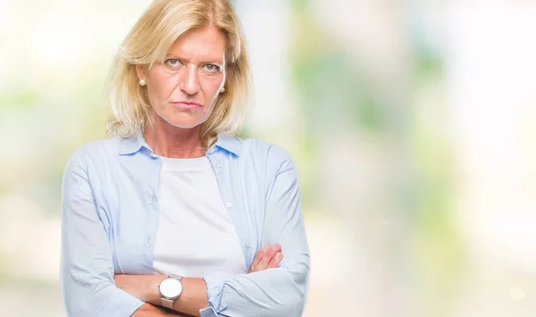 Middle Age Blonde Woman Isolated Background Skeptic Nervous Disapproving Expression — Stock Photo, Image