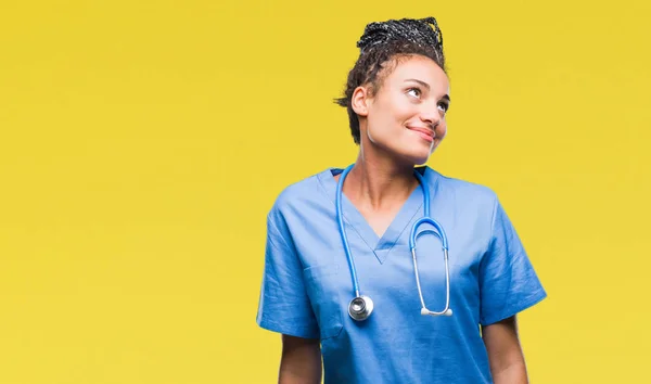 Joven Trenzado Pelo Africano Americano Chica Profesional Cirujano Sobre Aislado — Foto de Stock